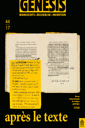 Revue Genesis 44 aux Presses universitaires de Paris-Sorbonne